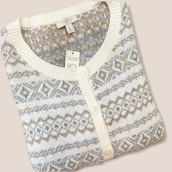 Talbots Sweaters - Talbot’s 🆕 Ivory Shimmer Cardigan Sz S Pet…